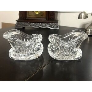 Set of Vintage 24% Lead Crystal Christmas Santa's Sleigh Candy Dishes